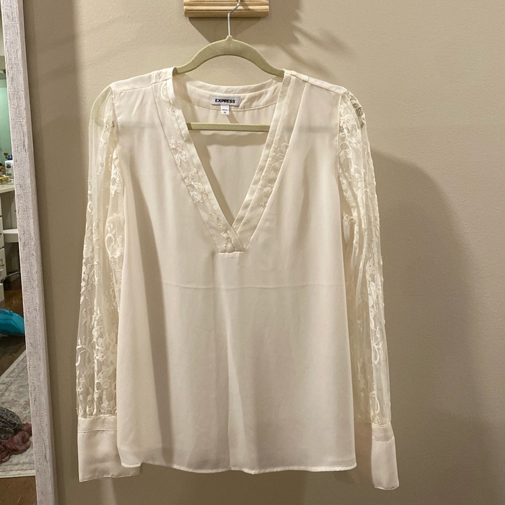 Express Long Sleeve White/ivory Blouse